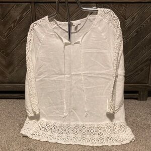Charter Club white Lace Detail Blouse